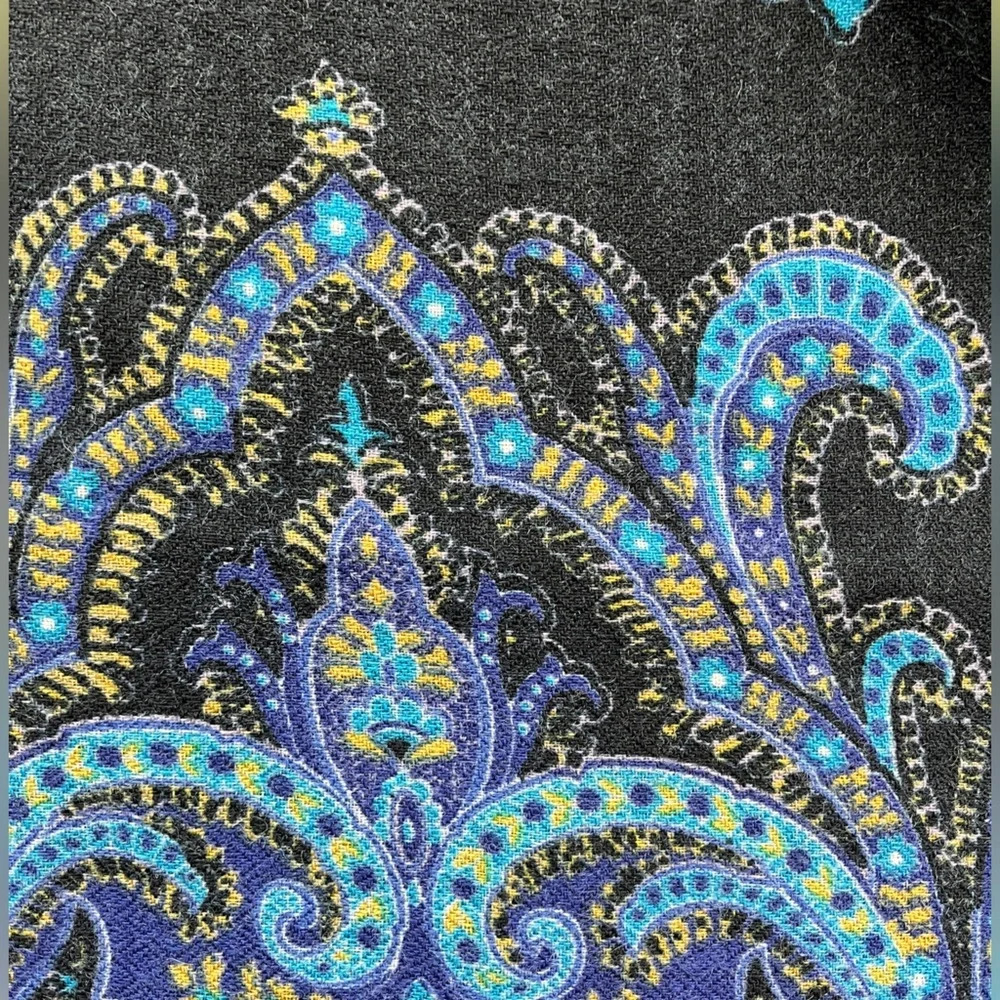 Lands' End Black Wool Paisley Lined Career Zip Pencil Straight Skirt, Size 10P - Picture 6 of 7